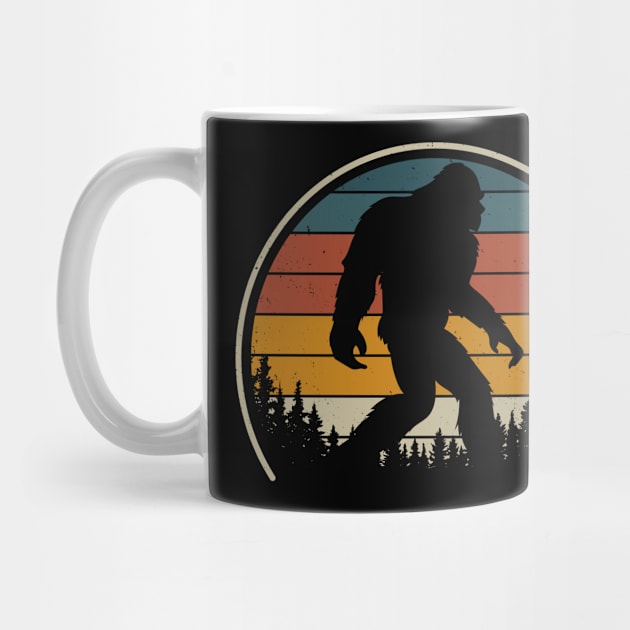 Retro Bigfoot Believer Silhouette Sasquatch Hide And Seek by Peter smith